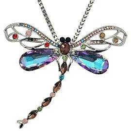 dragonfly necklace with rainbow big diamonds