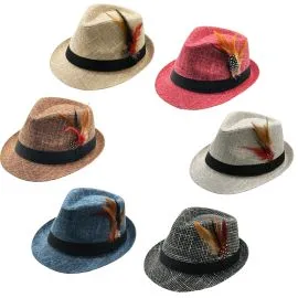 Wholesale Fedora Sets with Feathers - Mixed Colors