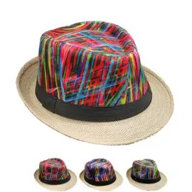 Classic hawaiian style multicolor trilby fedora hat set at wholesale prices from buy4store