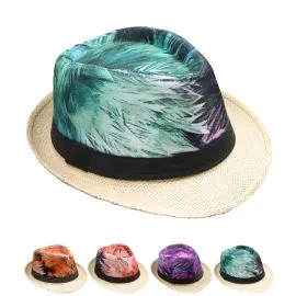 Classic hawaiian style multicolor trilby fedora hat set at wholesale prices from buy4store