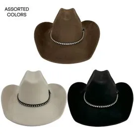 Bulk Felt Cowboy hats with quality band - brown, black and cream colors