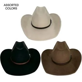 Bulk Felt Cowboy Hats with Western Plain Band - Assorted colors