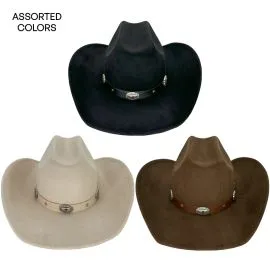 Felt Cowboy Hats with Little Flower Design Band - Black, Khaki & Cream