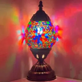 Wholesale Fiery Multicolored Petal Flower Handmade Egg Shaped Mosaic Glass Lamp