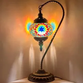 Wholesale Fiery Petal Flower Swan Neck Handmade Mosaic Glass Lamp