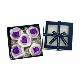 Crochet 5-Purple Gradient Rose Heads in Square Gift Box | Middle Size