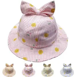 Wholesale Smiley Face With Bow Sun Summer Hat for Babies-1