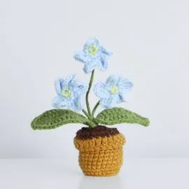 Wholesale Blue Crochet Forget Me Not in Crochet Flower Pot