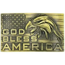 God Bless America Patriot Eagle Belt Buckle 