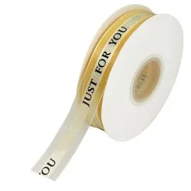 Bulk Gold Ribbons with 'Just For You' message on it