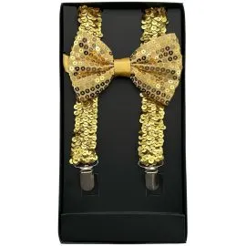 golden sequin suspender and bowtie sets wholesale