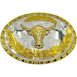 Golden Bull and Floral Belt Buckle