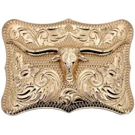 Golden Long-horn Design Quality Western Belt Buckle