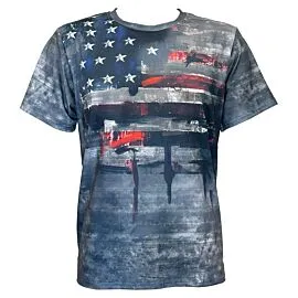 Black Camouflage Mens Western T Shirts - Proud American Flag Print Short Sleeve