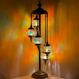 Wholesale Turkish Lamps - Green Lights Turkish Mosaic Lamps with 5 Globes