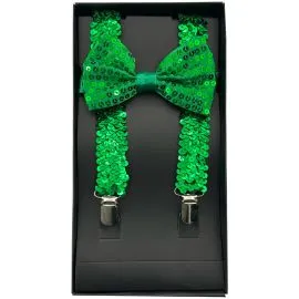 green sequin suspender and bowtie sets for costume parties wholesale options