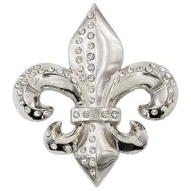 Belt Buckles Wholesale Options - Half Rhinestone Silver Fleur De Lis Buckle