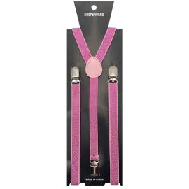 Half Inch Glitter Pink Adult Wholesale Suspenders