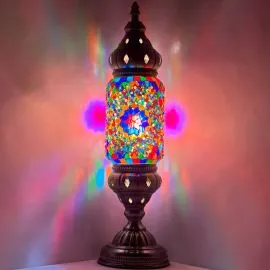 Tiffany Style Cylindrical Mosaic Lamps with Purple Hues