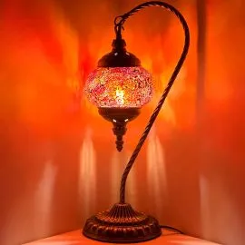 Wholesale Hot Glowing Ember Swan Neck Handmade Mosaic Glass Lamp