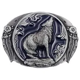 Wholesale Belt Buckles in Bulk - Howling Wolf Belt Buckles in Blue Western Design