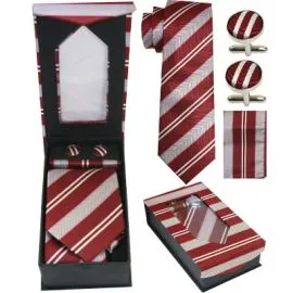 Conjunto clásico de corbata a rayas rojas y blancas