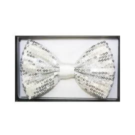 Sequin White Adult Bowtie