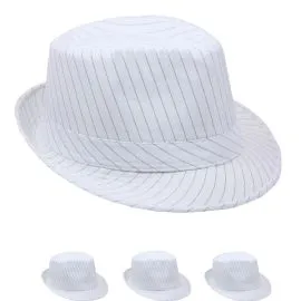 Black Pinstripes White 1920s Gangster Fedora Hat in Wholesale