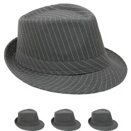 White Pinstripes Gray1920s Gangster Fedora Hat  in Wholesale