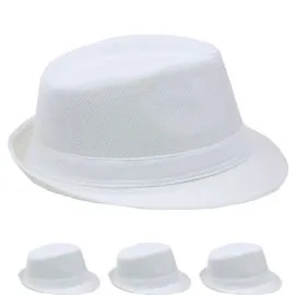 White Adult Beach Party Trilby Fedora Hat in wholesale