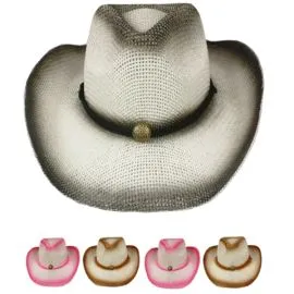 Paper Straw Shade Western Cowboy Hat Set Mix Color  in wholesale