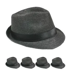 Classic Toyo Straw Trilby Fedora Hat Gray Color in wholesale