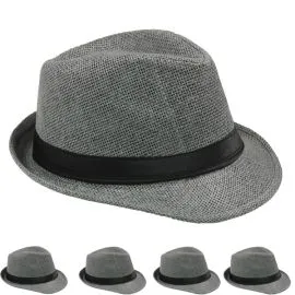 Classic panama style gray color toyo straw adult trilby fedora hat at wholesale prices from buy4store