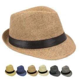 Classic Toyo Straw Trilby Fedora Hat Set Mix Color  in Wholesale