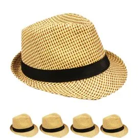 Classic Cuban Style Black Banded Trilby Fedora Hat in Wholesale