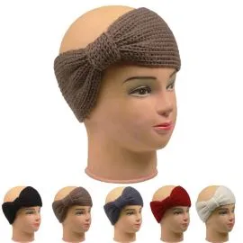 Brown color Knitted Women Bow Shape Woolen Headband