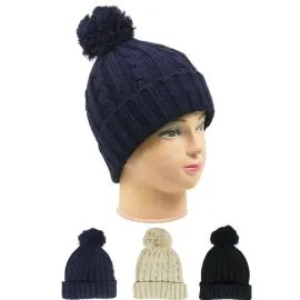 Blue color Women Pom Pom Hats in Wholesale 