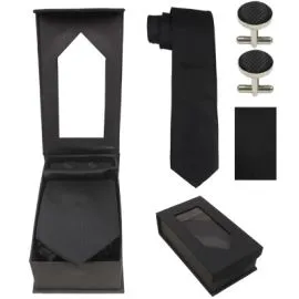 Conjunto de corbata negra lisa