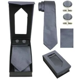 Conjunto de corbata gris liso