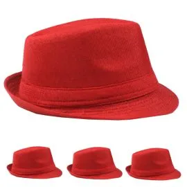 Red color adult beach party trending trilby fedora hats wholesale price