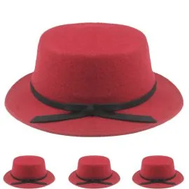 Women's Red Wool Winter Bucket Hats