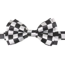 Black checkered kids bow ties at wholesale