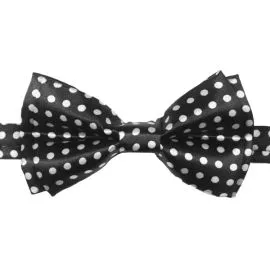 White Polka Dots Kids Bow Tie black color in wholesale