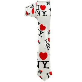 Wholesale Printed Ties in Bulk - I love NY design white ties