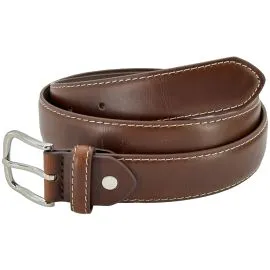 Bulk Kids Belts - White Stitched Brown Leather Mixed Sizes