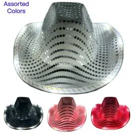 Wholesale Light up cowboy hats in bulk - white, black, white and pink colors