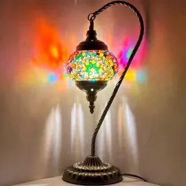 Wholesale Lively Rainbow Flowers Swan Neck Handmade Mosaic Lamp