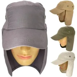 Wholesale Men's summer hats with neck flap - caps in bulk assorted colors