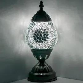 Wholesale Moon Silver Flower Handmade Egg Shaped Mosaic Glass Lamp