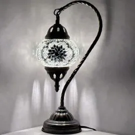 Wholesale Moon Silver Flower Swan Neck Handmade Mosaic Glass Lamp